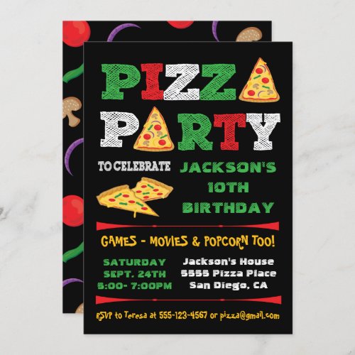 Pizza Party Slice Birthday Party Invitation
