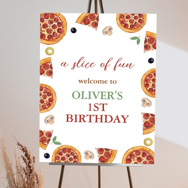 Pizza Party Slice Of Fun Birthday Welcome Sign (Creator Uploaded)