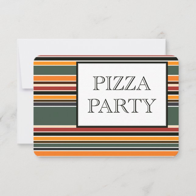 pizza party stripes invitation (Front)