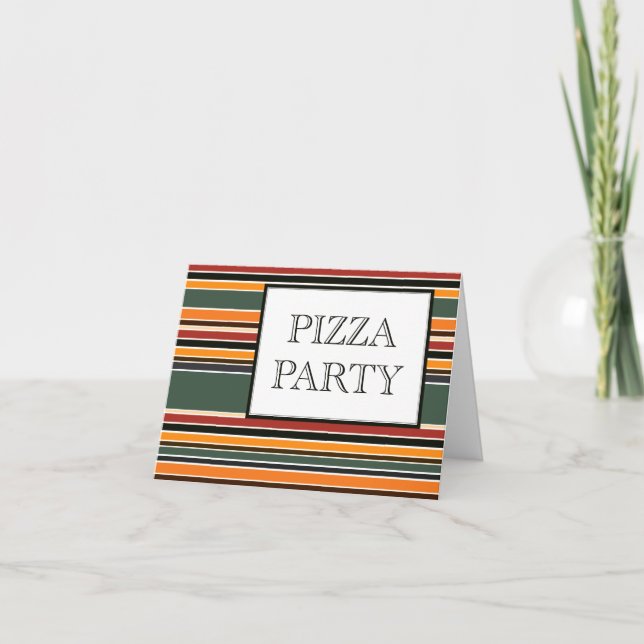 pizza party stripes invitation (Front)