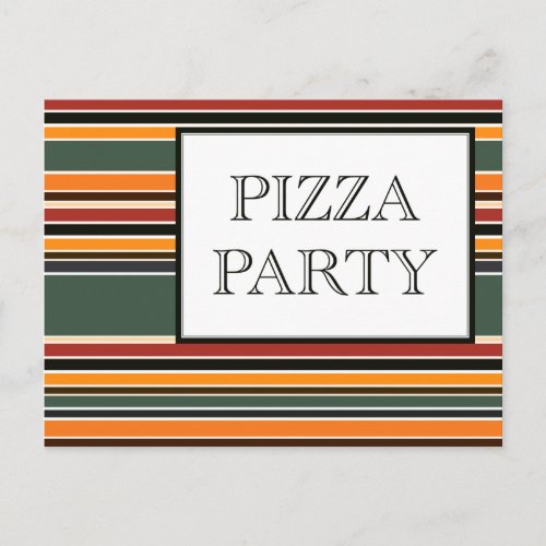 pizza party stripes invitation postcard