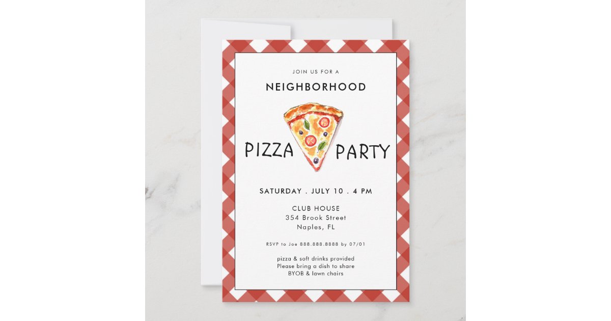 blank pizza party invitation