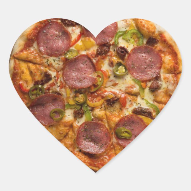 Pizza Party Supreme I Love Pizza Heart Sticker (Front)