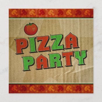 Pizza Party Takeout Box Celebration Invitation by oddlotpaperie at Zazzle