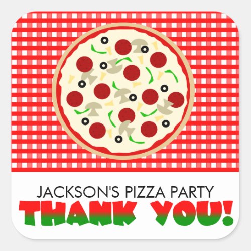 Pizza Party Thank You Favor Stickers