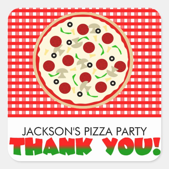 Pizza Party Thank You Favor Stickers (Front)