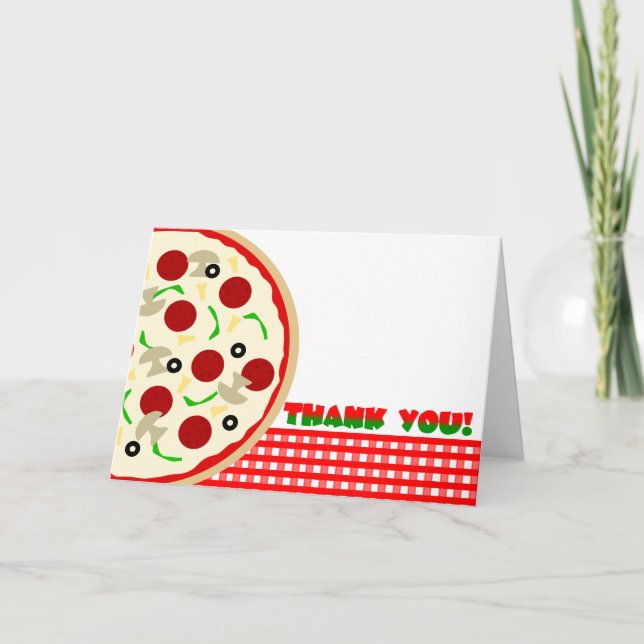 Pizza Party Thank You Note Card (Front)