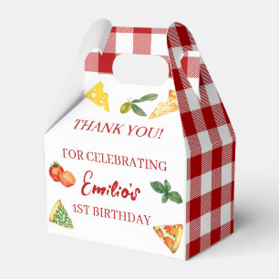 Pizza Party Theme Watercolor Kids Birthday Party Favor Boxes