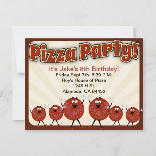 Pizza Party Time Invitation