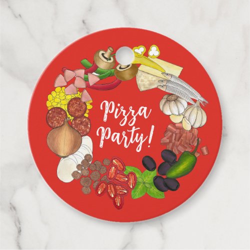 Pizza Party Toppings Italian Food Pizzeria Pie Favor Tags