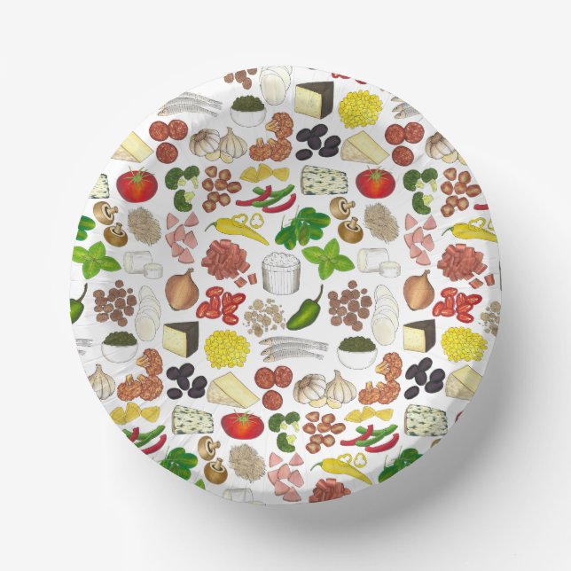 Pizza Party Toppings Italian Food Pizzeria Pie Paper Bowls (Front)