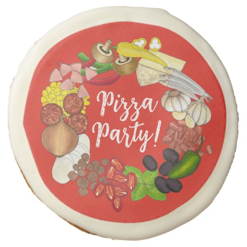 Pizza Party Toppings Italian Food Pizzeria Pie Sugar Cookie