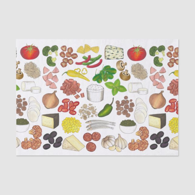 Pizza Party Toppings Italian Food Pizzeria Pie Tissue Paper (Front)