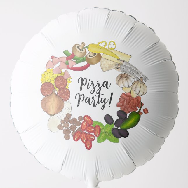Pizza Party Toppings Make Your Own Birthday Decor Balloon (Front)