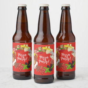 Pizza Party Toppings Make Your Own Birthday Decor Beer Bottle Label
