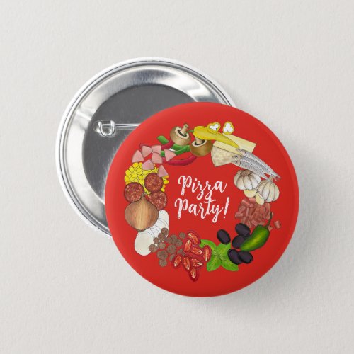 Pizza Party Toppings Make Your Own Birthday Decor Button