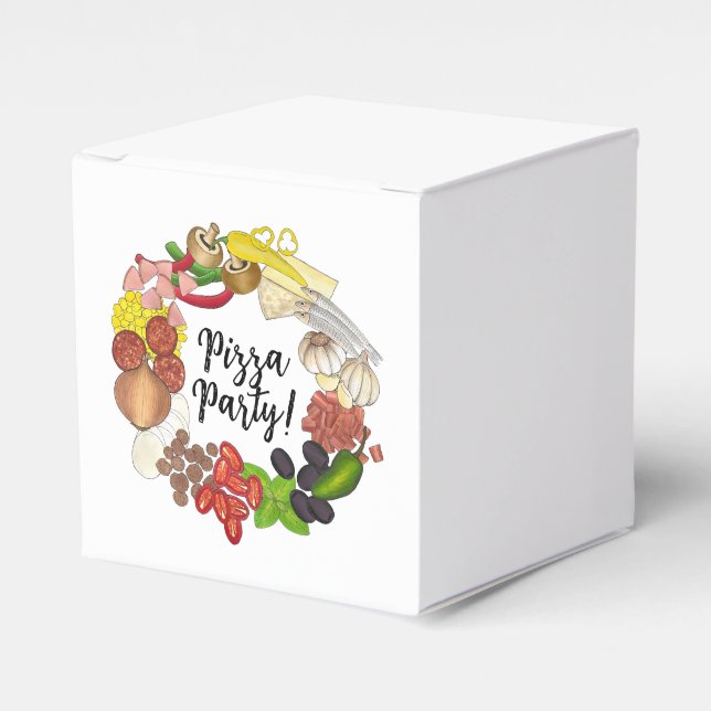 Pizza Party Toppings Make Your Own Birthday Decor Favor Boxes (Front Side)