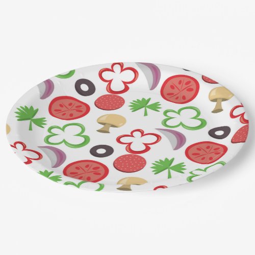 Pizza Party toppings paper plate