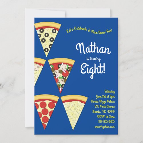 Pizza Party Various Pizza Slices Invitation