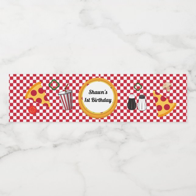 Pizza Party Water Bottle Label (Single Label)