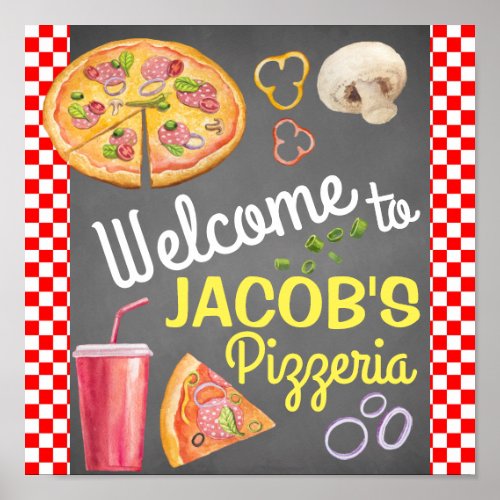 Pizza Party Welcome Sign
