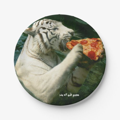 pizza party _ white tigers eat pizza paper plates