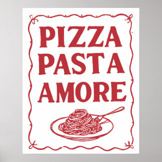 Pizza Pasta Amore Italian Food Kitchen Wall Art