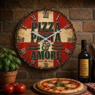 Pizza Pasta Amore Italian Kitchen Large Clock