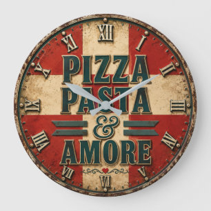 Pizza Pasta Amore Italian Kitchen Large Clock