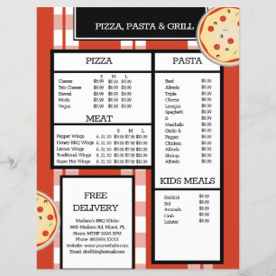 Pizza Pasta Grill Restaurant Spaghetti Menu Flyer