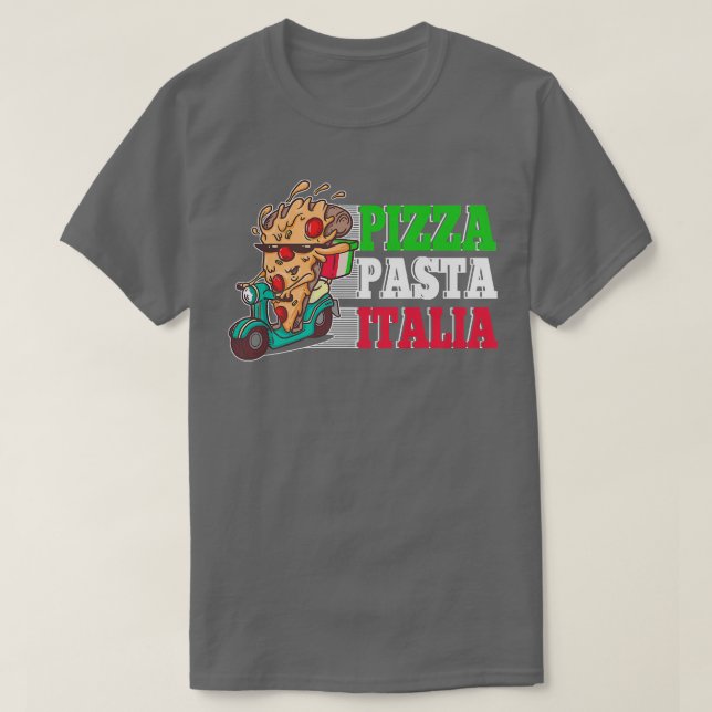 Pizza Pasta Italia Pizza Piece On Italian Scooter  T-Shirt (Design Front)