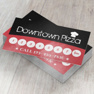 Pizza Pasta Restaurant Black & Red Loyalty Card
