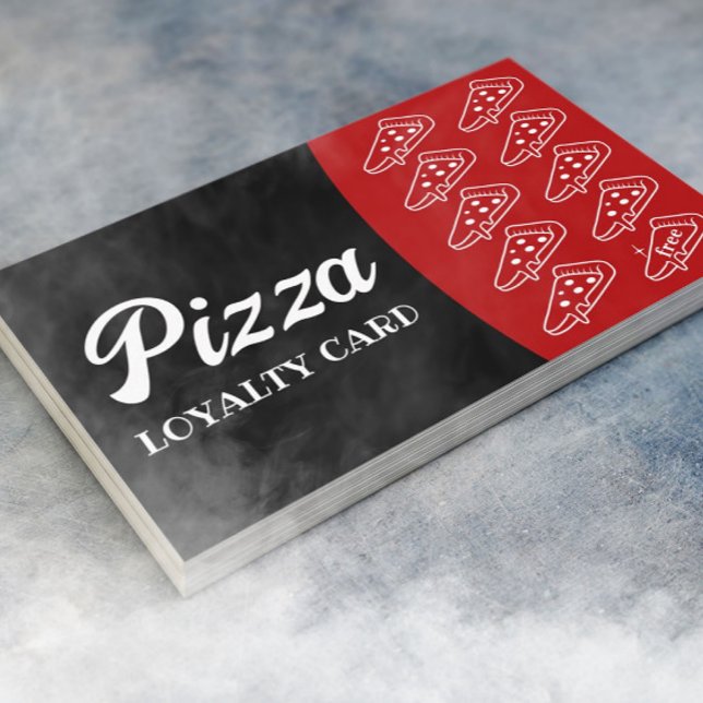 Pizza & Pasta Restaurant Black & Red Loyalty Card (Creator Uploaded)