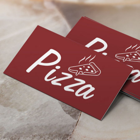 Pizza Pasta Restaurant Chef Plain Red Business Card