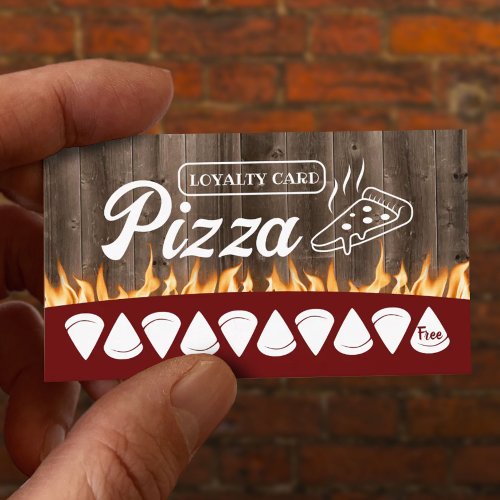 Pizza Pasta Restaurant Rustic Wood Loyalty Card