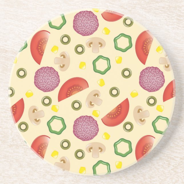 Pizza Pattern 2 Drink Coaster (Front)