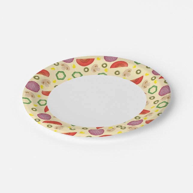 Pizza Pattern 2 Paper Plates (Angled)