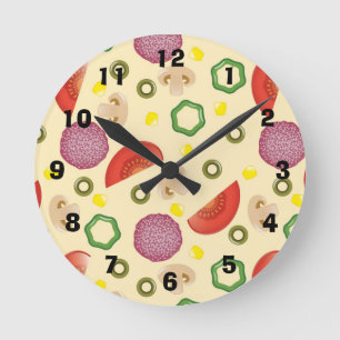 Pizza Pattern 2 Round Clock