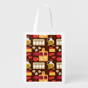 Pizza Pattern 3 Grocery Bag