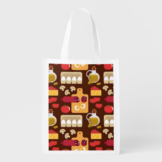 Pizza Pattern 3 Grocery Bag (Front)