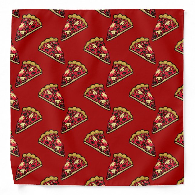 Pizza pattern at red, italian food fastfood theme bandana (Front)