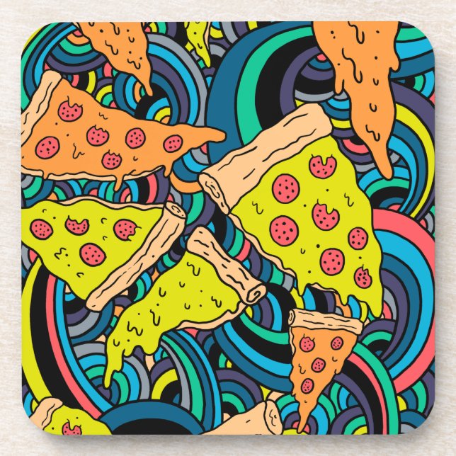 Pizza pattern beverage coaster (Front)