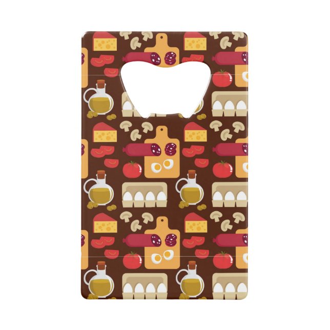 Pizza Pattern Credit Card Bottle Opener (Front)