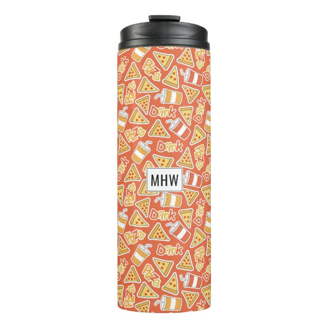 Pizza Pattern custom monogram tumbler (Front)