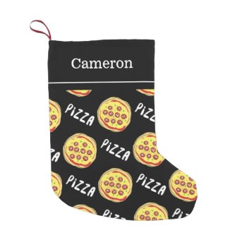 Pizza Pattern | Custom Name Small Christmas Stocking by SnappyDressers at Zazzle