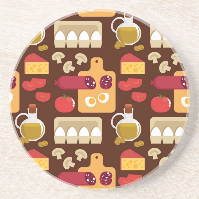 Pizza Pattern Drink Coaster (Front)