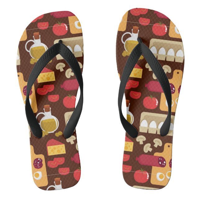 Pizza Pattern Flip Flops (Footbed)