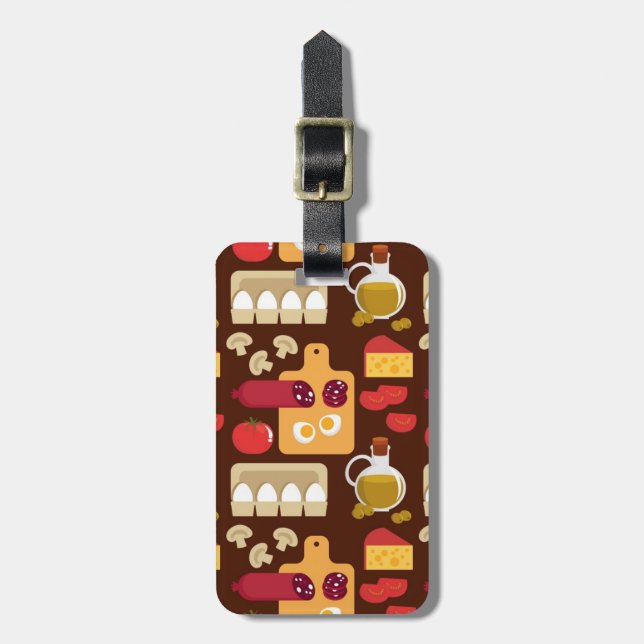 Pizza Pattern Luggage Tag (Front Vertical)