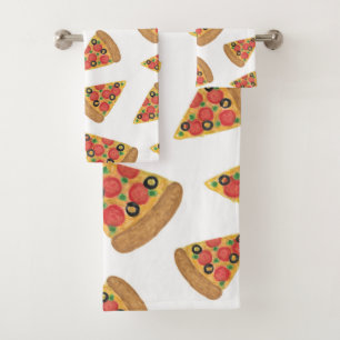 Pizza Pattern Novelty Cute Cartoon Bath Towel Set
