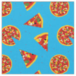 Pizza Pattern on Blue Fabric